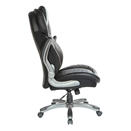 Office-Star-ECH-Series-Deluxe-Executive-High-Back-Bonded-Leather-Chair-with-Adjustable-Seat-and-Padded-Flip-Arms-Black-with-Titanium-Nylon-Base