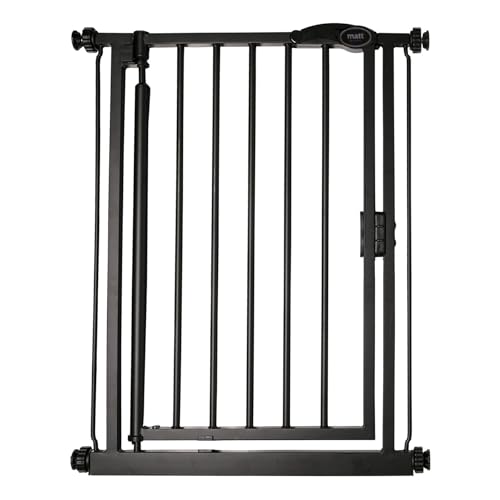 Safetots Pressure Fit Self Closing Stair Gate Extra Narrow 61cm - 66.5cm Matt Black Auto Closing Baby Gate Safety Barrier for Toddler Easy Installation