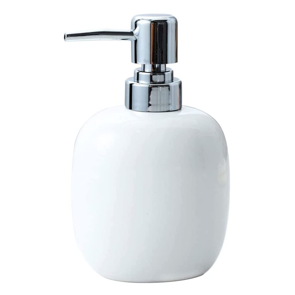 Distributore di sapone ricaricabile Distributore di sapone in ceramica 12oz/360ml Distributore di sapone per le mani con pompa antiruggine Distributore di sapone per lozione ricaricabile (bianco1)