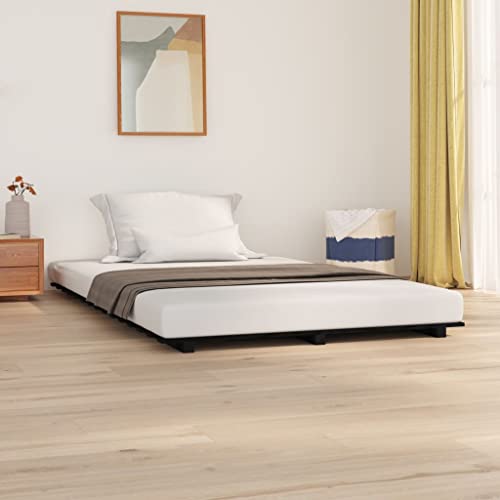 vidaXL Estructura de Cama Madera Maciza de Pino Negro 135x190 cm