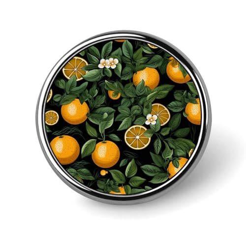 Aluminium Alloy Round Badge Brooch Pins for Men Oranges And Leaves Brooches Elegant Pin for Women Fashion Button Badges Brooch Badge for Hats Jackets Shirts