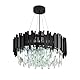 AHXIAOZN Modern Kronleuchter Kristall Leuchte,Kristall Deckenleuchte Schwarz für Esszimmer, Küche, Wohnzimmer, Schlafzimmer, Flur, Café,Bar9xE14 Lichter（55 * 55 Cm,Schwarz）