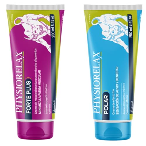 Physiorelax Pack Crema de Masaje – Forte Plus (250 ml) + Polar (250 ml) | Recuperación y Descanso Muscular, Efecto Frío y Calor, con Árnica e Ingredientes Naturales