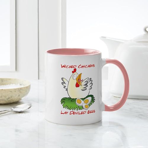 Taza de cerámica 11 oz (325 ml) color blanco interior rosa miniatura 6