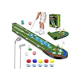VATOS Upgraded Golf Putting Mat Indoor for kids - Golf Game Set with LED Balls, Glow Cups, Irons & Putters, Portable Putting Green Outdoor for Home Backyard Office Party, Golfing Gifts for Kids Adults