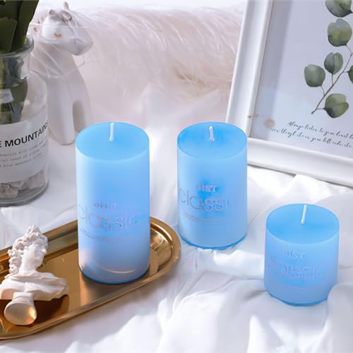 ALLAVA-Candele-pilastro-blu-candele-con-profumo-corona-dellAvvento-diametro-5-cm-altezza-10755-cm-set-da-3-pezzi-lunghezza-durata-37-ore-profumo-oceano