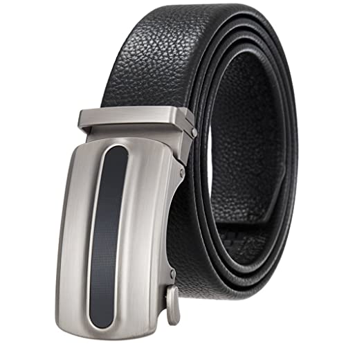 Cinturón de Cuero con trinquete y Hebilla Deslizante automática para Hombre (Color: C, Talla: 110 cm) (B 125 cm)