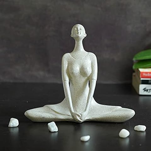 TIED RIBBONS Lady Statue Sculpture Woman Figurine Ornament Lady Gifts Meditation Yoga Statue Decor Yoga Figurines for Home Decoration Zen Yoga Gift Room Decor Yoga Pose Figures Cover