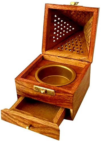 Saqoware Wooden Incence-Bakhoor Burner Pyramid shape Wooden Bakhoor Burner Medium Size