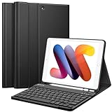 Fintie Keyboard Case for iPad 9th / 8th / 7th Generation (2021/2020/2019) 10.2 Inch, Soft TPU Back Stand Cover with Pencil Holder, Magnetically Detachable Wireless Bluetooth Keyboard, Black