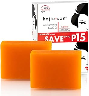 Kojie San Facial Beauty Soap - Lightening and Moisturizing - Reduces Discoloration and Hyperpigmentation (65 grams, 2 Bars Per Pack)