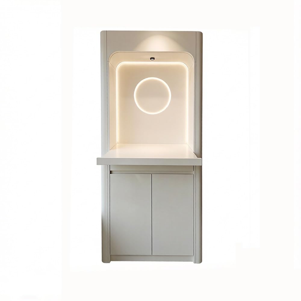 ZENY896V Mandir Modern Altar Cabinet with LED Niche Solid Wood Shrine Console shrine altar