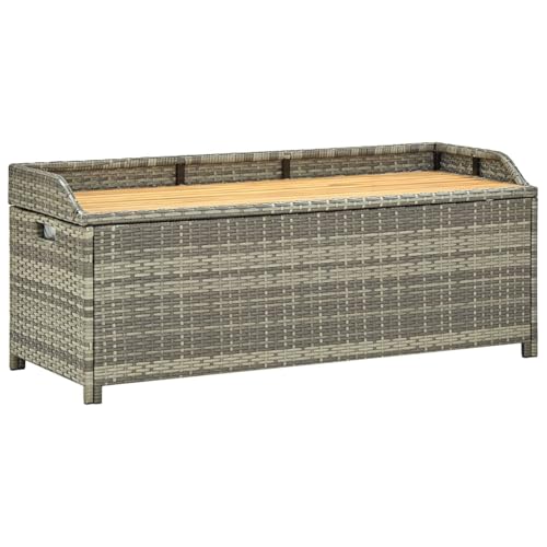 Homgoday Poly-Rattan Sitzbank mit Stauraum, Grau, 120x50x50 cm, für Garten und Terrasse Gartenstühle, Gartenmöbel Model46481