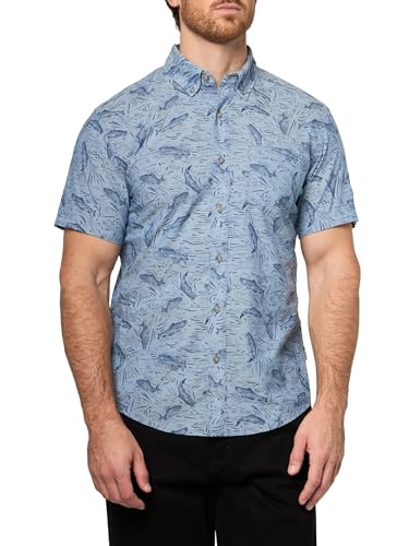 Chemise courte Baja Eddie Bauer imprimée en taille L motif géométrique couleur Denblue