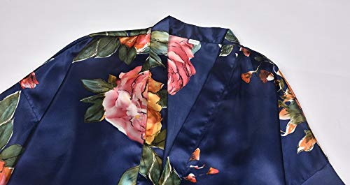 Image of goodmansam Women's Long Floral Satin Kimono Robes Bridal Dressing Gown Wedding Bridesmaid Nightgown