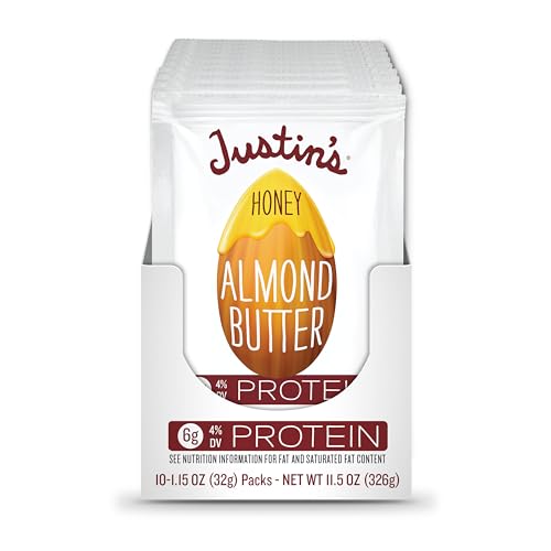 Justin's Honey Almond Butter Squeeze Packs, Gluten-free, Non-GMO, Sustainably Sourced, 1.15 Ounce (10 Pack)
