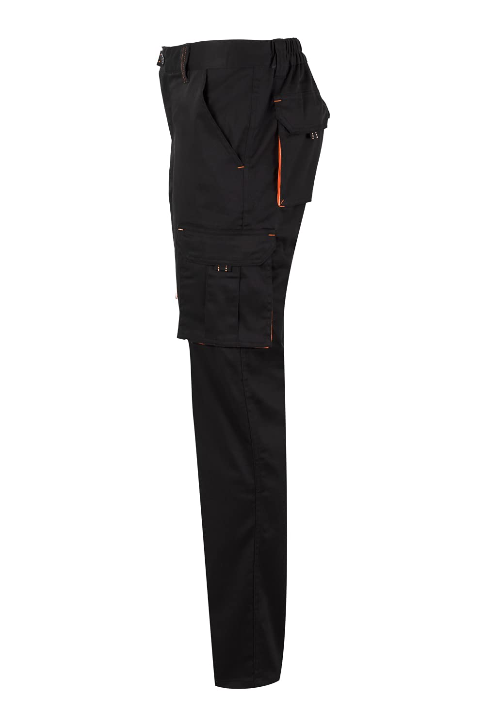 Velilla 103024S; Stretch-Hose mit mehreren Taschen; Farbe Schwarz und Orange; Größe 36
