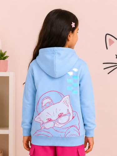 Image of Unisex Kids Solid Full Sleeve Zip Front Open Hooded Sweatshirt