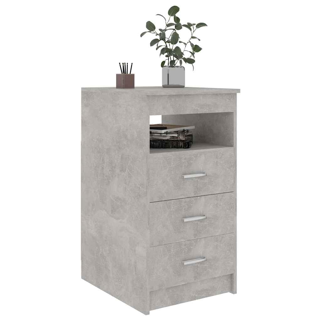 Cassettiera Legno Multistrato Grigio Cemento 40x50x76 cm | Mobiletto salvaspazio con 3 cassetti e mensola superiore, ideale per organizzare documenti in ufficio o studio.