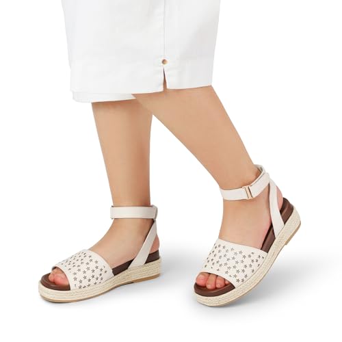 Image of DREAM PAIRS Girls Platform Wedge Open Toe Espadrille Sandals with Buckle Ankle Strap for Little Kid /Big Kid