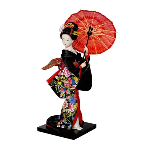 FLCPJGV Japanese Geisha Kimono Doll Geisha Kimono Statue Asian Geisha Collectible Figurine 10 inch for Table Centerpieces,Living Room, 25 cm