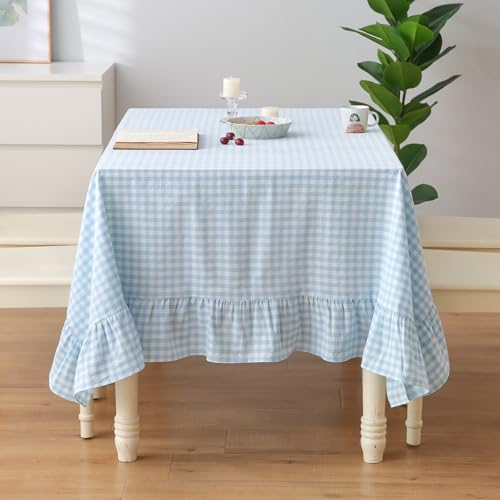 K MASANIJI Light Blue White Plaid Gingham Ruffled...