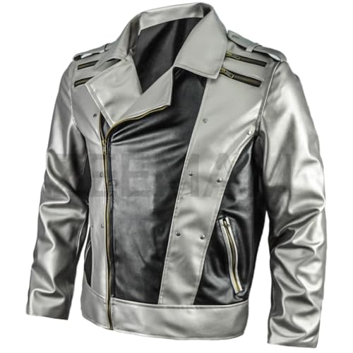 ZEEMAM X-men 4 Quicksilver Peter Maximoff Silver and Black Faux Leather Jacket3