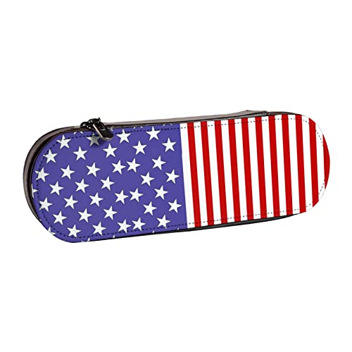 Astuccio con motivo marmo astuccio estetico per ragazzi e ragazze piccolo organizer con cerniera grande capacità per la scuola Bandiera e degli Stati rigido rosso blu pelle