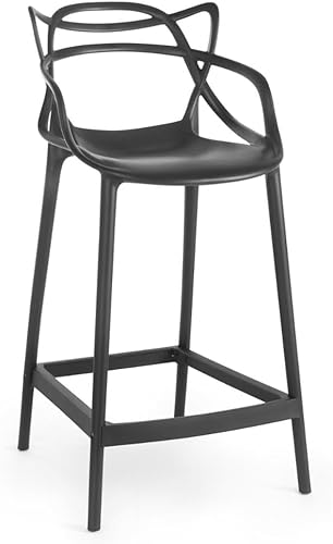 kIT Conjunto 2 Banquetas Altas com Encosto Allegra, Polipropileno, Moderna Versátil para Sala de Jan