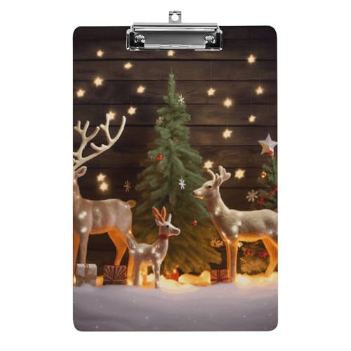 Porte-bloc acrylique rigide Noël avec pince métal pour écriture
