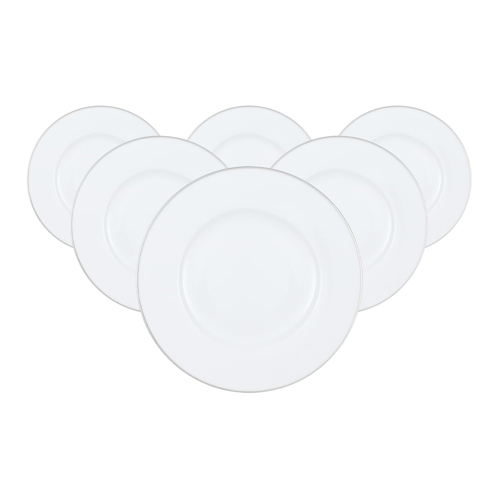 Villeroy & Boch Anmut Platinum No.1 - Set di 6 piatti da colazione, 23 cm, eleganti piatti da dessert con bordo in platino, colore: Bianco/Platino