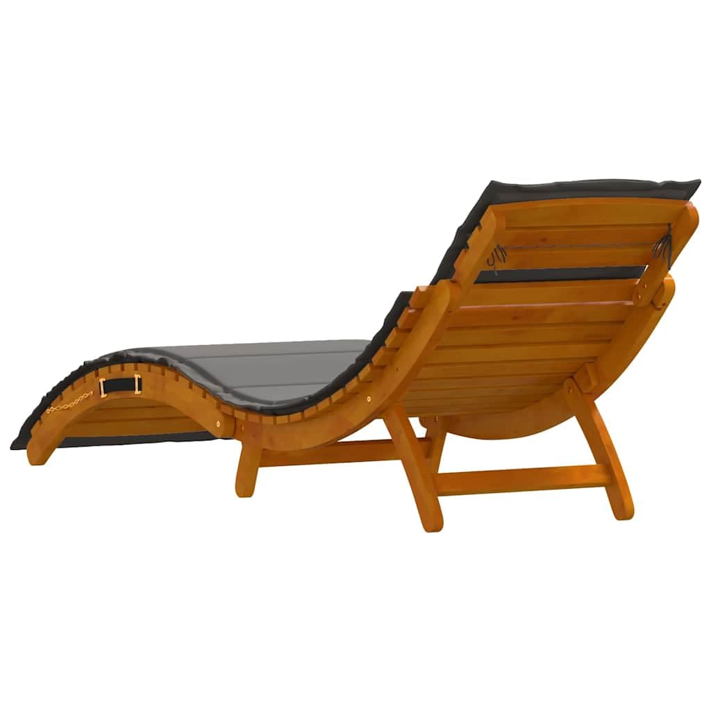 Leżak z poduszkami, zestaw 2 szt. z litego drewna akacjowego, szary, 55 x 184 x 64 cm, regulowane oparcie do ogrodu, na taras, basen, do relaksu na świeżym powietrzu