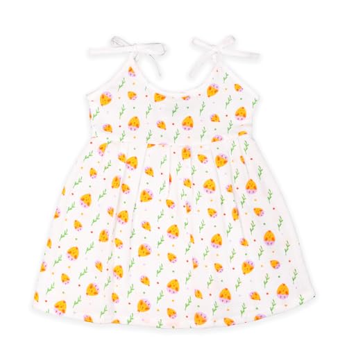 Image of Kidbea Muslin Frock for Baby Girls | Cotton Dress for Newborn Babies | Sleeveless, Tie-Up Shoulders Summer Wear Clothes