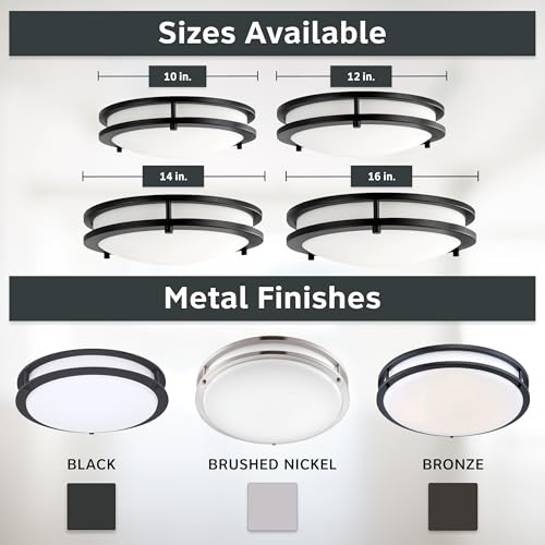 DESIGNERS FOUNTAIN Flush Mount Ceiling Light, 10 Inch Round LED DC Lighting Fixture Kitchen, Bedroom, Bathroom, and Hallway, Dimmable, 1150 Lumens, 3000K/4000K/5000K, Matte Black, EV1410C3C-43 by Designers Fountain - Image 6