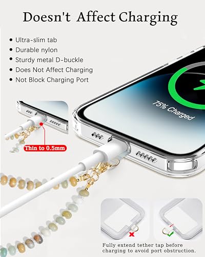 Chute de smartphone évitée avec la chaîne de téléphone perles et acier robuste