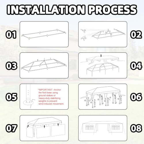 Image of 10x30 White Canopy Tent with 5 Removable Sidewalls and Windows, Waterproof Outdoor Party Gazebo Tent for Backyard Wedding Events BBQ Graduation