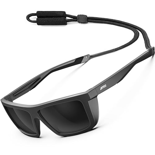 ATTCL Bundle Men's Driving Polarized Rimless Sunglasses Al-Mg Metal Frame Ultra Light:(1124-)+(8188-black)2