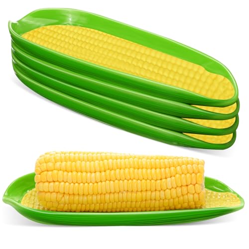 Teenyyou 4 Pcs Corn Dishes Melamine Corn on the Cob Holders Non-slip Bottom Dishwasher Safe