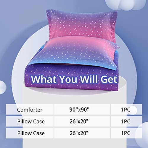 Hombys Mermaid Rainbow Pink Comforter Set 3 Piece Queen/Full Size, Metallic Print Bedding Comforter Sets For Queen Bed, Soft Down Alternative Comforter For Girls (1 Comforter+2 Matching Shams) #TOP2