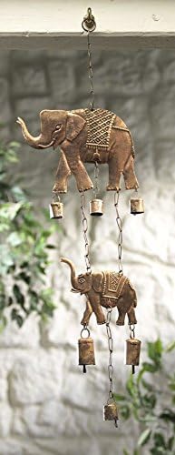 Campanas de metal con campanillas de viento de elefante, decoración rústica para jardín interior y exterior