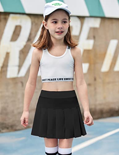 Image of Arshiner Girl's Tennis Skirts with Shorts Athletic Pleated Skirt Workout Performance Skorts with Pockets for Kids 4-13Y