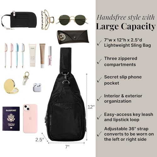 Baggallini Women's Central Park Sling 12"x7" Crossbody Bag W/Convertible Adjustable Shoulder Strap4