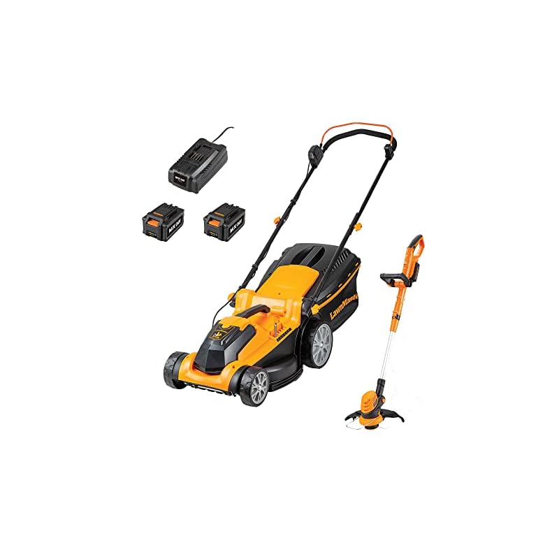 LawnMaster MX 24V Cordless 37cm Lawnmower and 25cm 3-in-1 Grass Trimmer - Rear Roller, Cutting and Edging, 2x MX 24V 4.0Ah Lithium Ion Batteries and Fast Charger (37cm Mower & Trimmer)