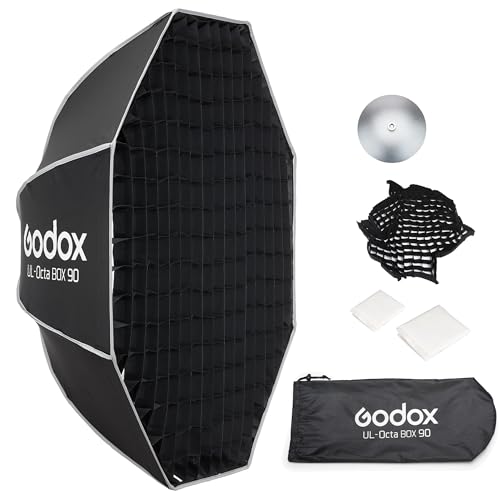 Softbox de liberación rápida de 35.5" con rejilla y difusores para modificar luz de estudio
