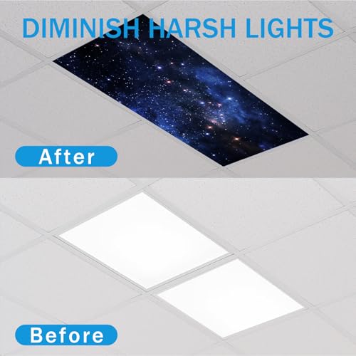 Image of 8 Pcs Fluorescent Light Covers with 80 Magnets Decorative for Classroom Ceiling Light 4 x 2 Feet Magnetic Light Covers Filter Easy Install for Office Hospitals & Home Drop Ceiling Supplies