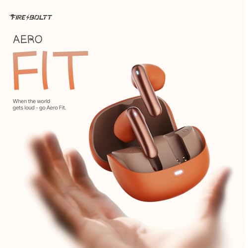 Image of Fire-Boltt Aero Fit TWS Earbuds with Custom EQ, Bluetooth 5.4 Wireless Earphones, 50H Playtime, Fast Charging Case, 50ms Low Latency Gaming & Touch Controls Orange