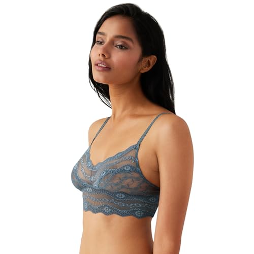 Image of b.tempt'd by Wacoal Women's Lace Kiss Sheer Unlined Wire Free Bralette, 910182, Stormy Weather, Large