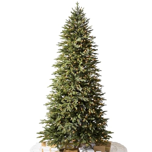 Balsam Hill Silverado Slim - Realistic Narrow Christmas Tree with True Needle Foliage with Premium Stand & Easy Assembly for Indoor Holiday Decorating, LED Clear, 8'