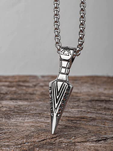 HAQUIL Viking Arrowhead Necklace, Stainless Steel Rune Gungnir Spear Arrowhead Pendant, Box Chain, Jewelry for Men and Women 5