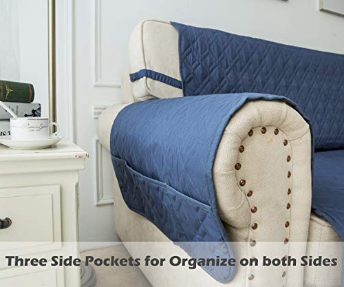 Ameritex Couch Sofa Slipcover 100% Waterproof Nonslip Quilted Furniture Protector Slipcover For Dogs, Children, Pets Sofa Slipcover Machine Washable (Blue, 68") #TOP2